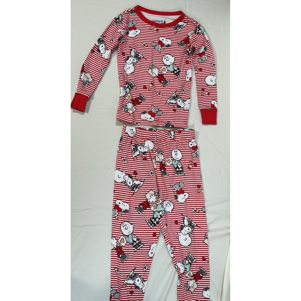 Peanuts Snoopy Woodstock Valentines Pajamas Set 5T Red White